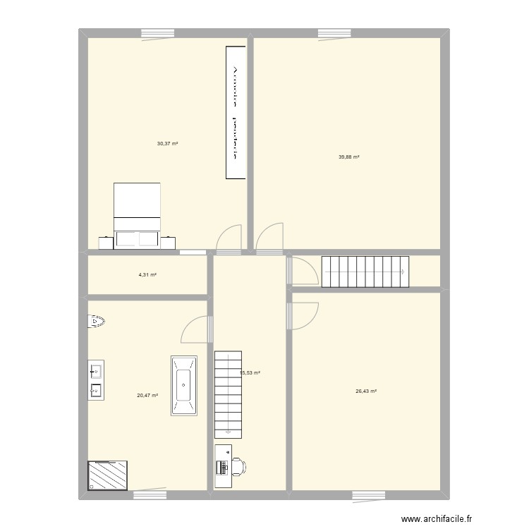 etage. Plan de 6 pièces et 137 m2