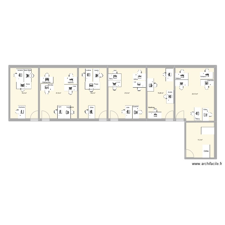 1er etage gauche. Plan de 7 pièces et 125 m2