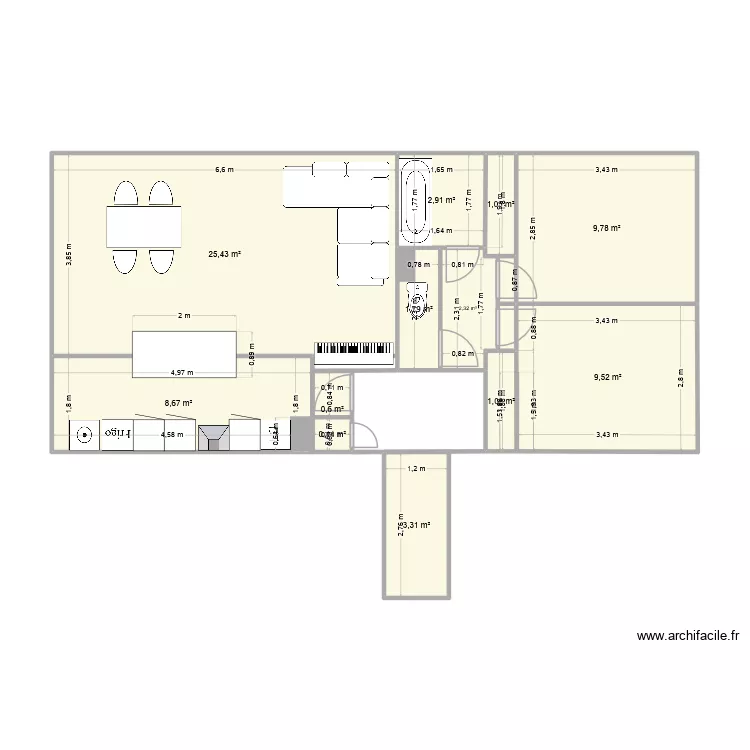 MARION 2. Plan de 14  et 67 m²