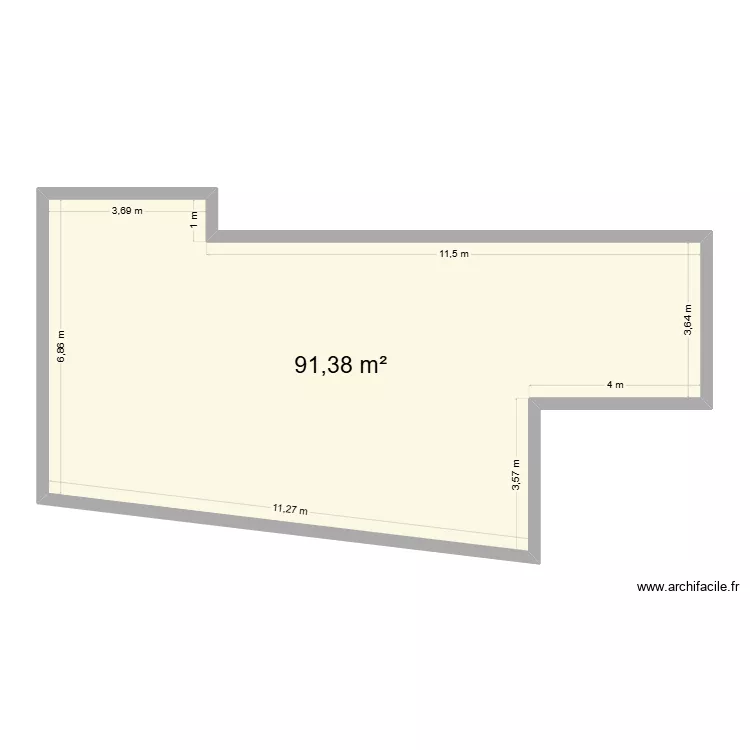 cour de devant. Plan de 1  et 91 m²