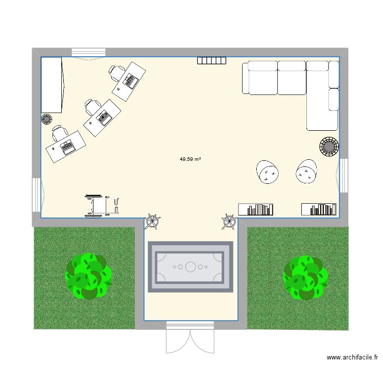 cass. Plan de 1 pièce et 50 m2
