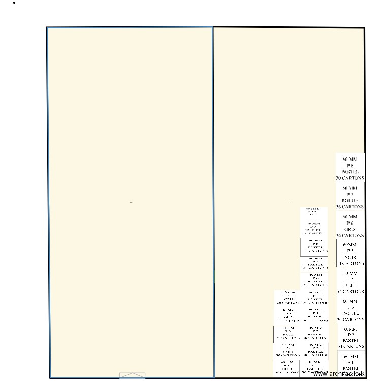 LA ZONE. Plan de 2 pièces et 63 m2