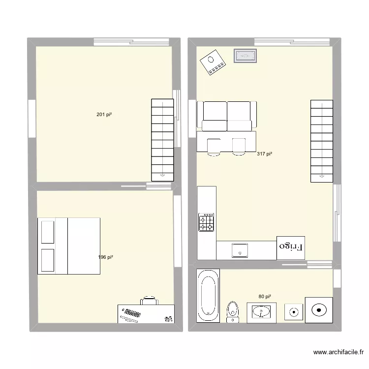 Mini. Plan de 4  et 74 m²