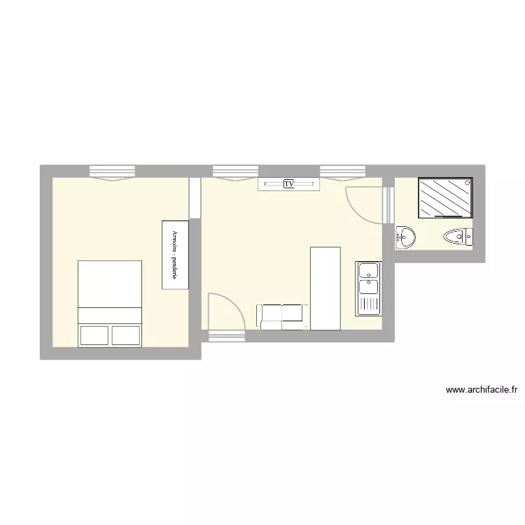 chaleureux. Plan de 3  et 27 m²