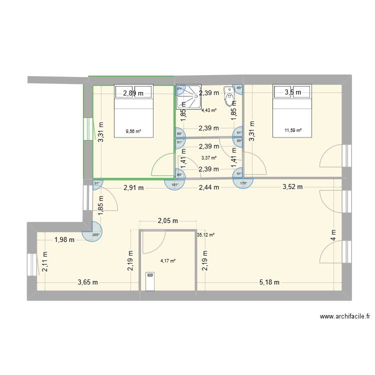 VINCENT POITIERS. Plan de 6 pièces et 68 m2