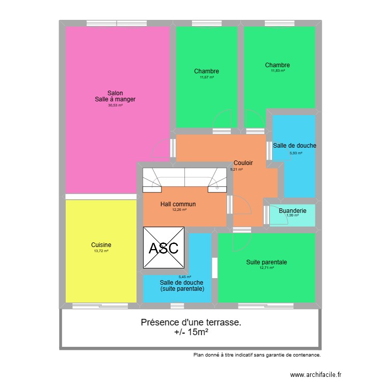 Penthouse HASAN Grivegnée. Plan de 10 pièces et 115 m2
