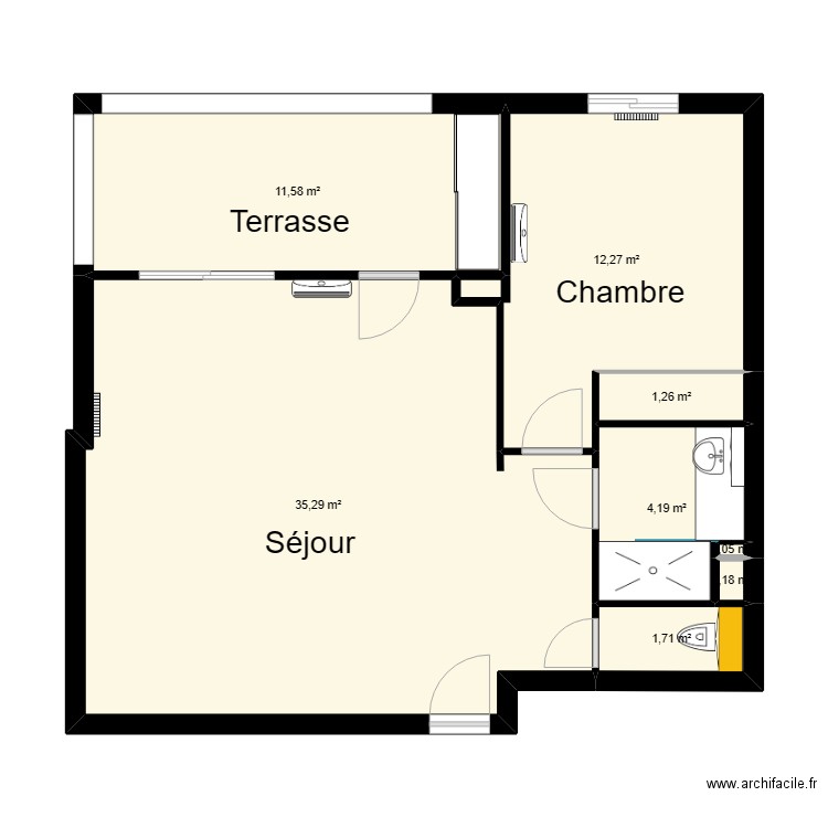 Plan EZ vide. Plan de 8 pièces et 67 m2