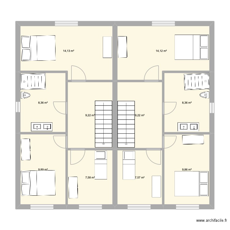 étage maison loc pleguien. Plan de 10 pièces et 98 m2