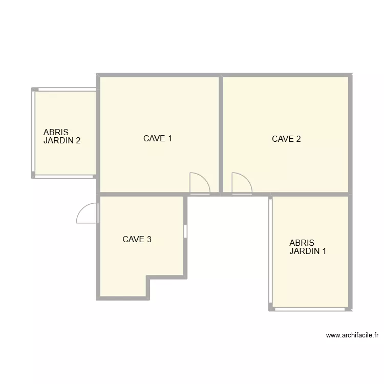 PAUTELIERE CAVE. Plan de 5  et 45 m²