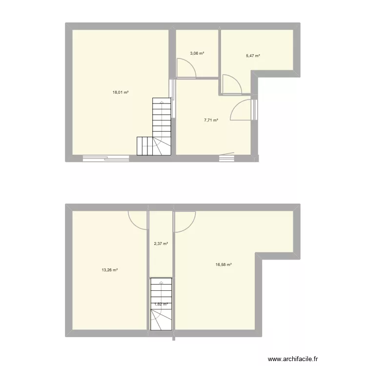 plan complet. Plan de 8  et 68 m²