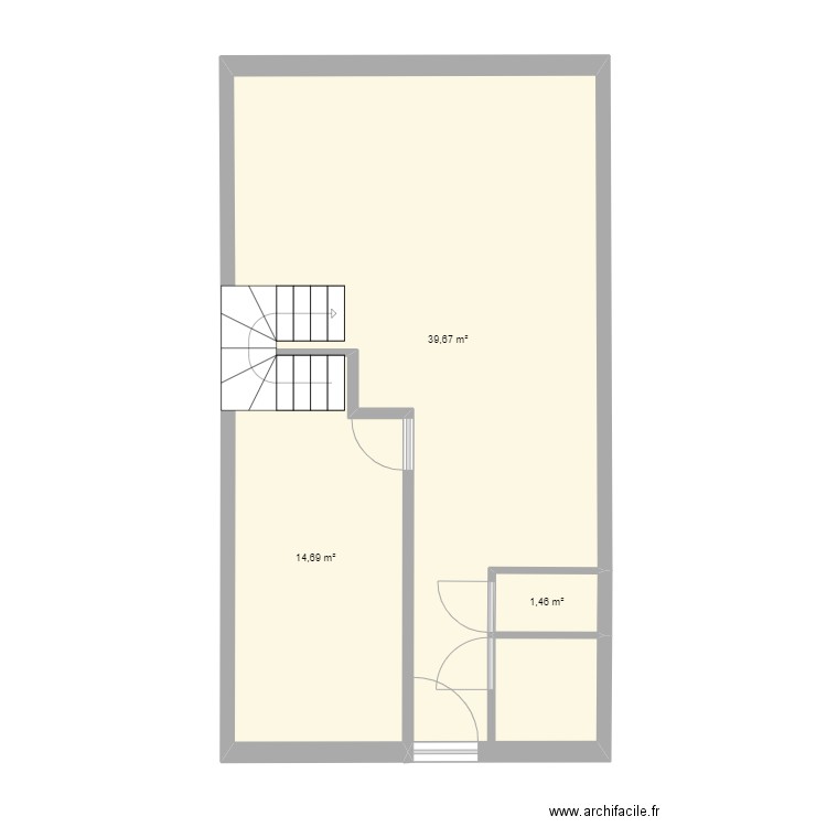 Maison. Plan de 3 pièces et 56 m2
