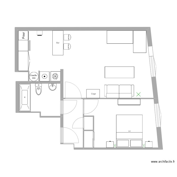 nogent. Plan de 6 pièces et 50 m2