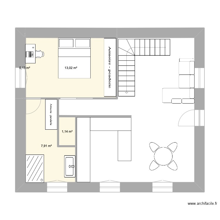 yo cls maison. Plan de 4 pièces et 22 m2