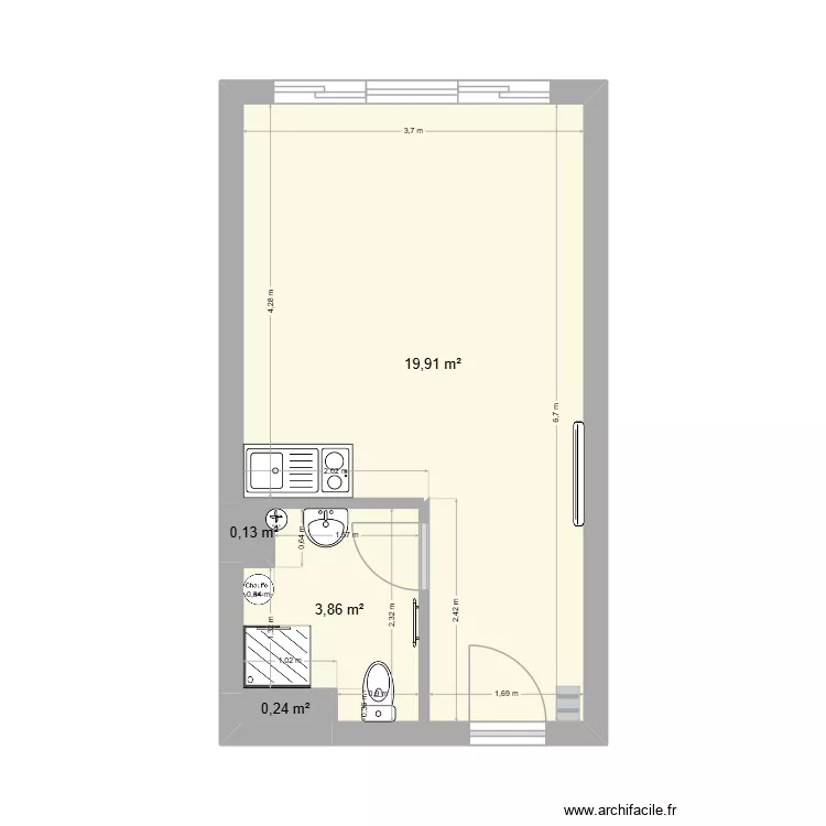 appartement saint aug vide. Plan de 4  et 24 m²