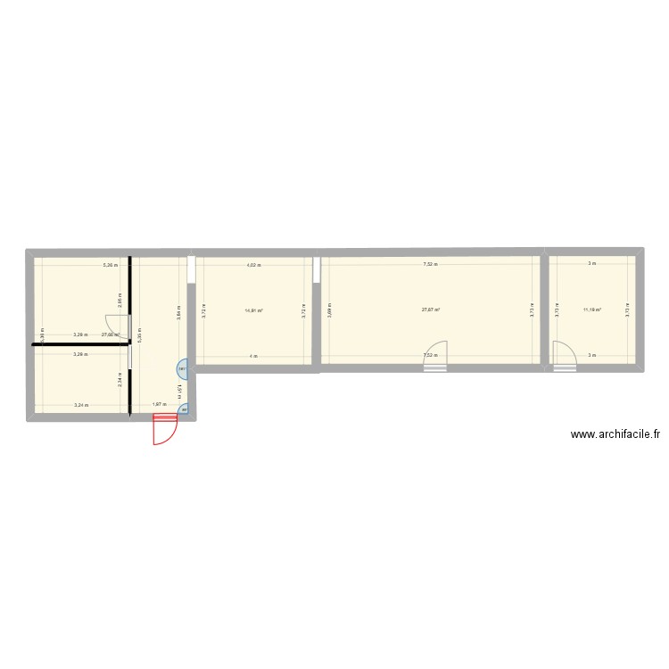 MAISON. Plan de 4 pièces et 82 m2