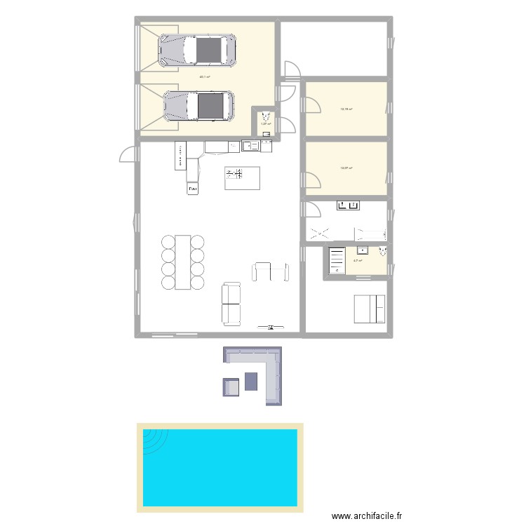 maison Lot 3. Plan de 5 pièces et 70 m2