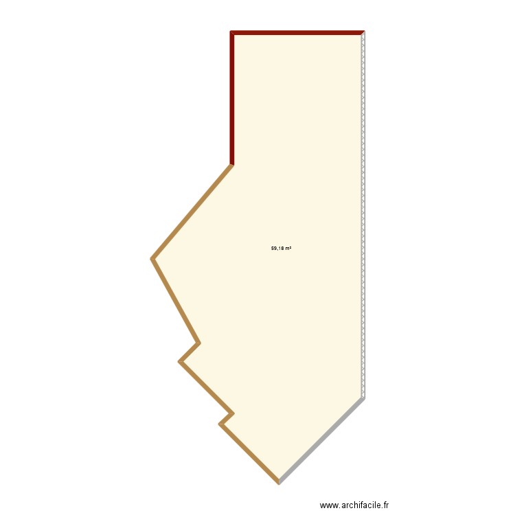 salle rdc relais. Plan de 1 pièce et 59 m2