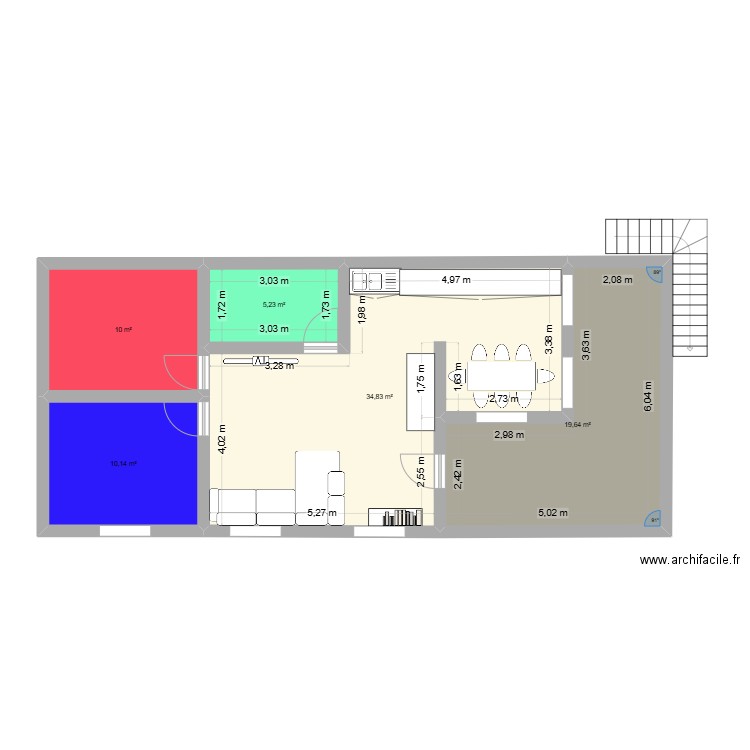 PLANT 3. Plan de 5 pièces et 80 m2