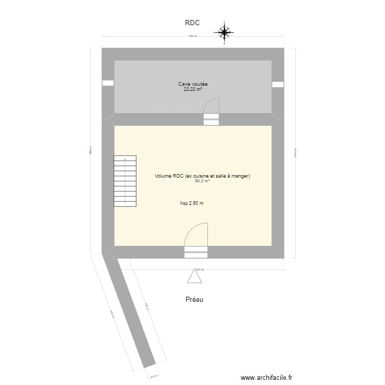 PINAY. Plan de 5 pièces et 148 m2