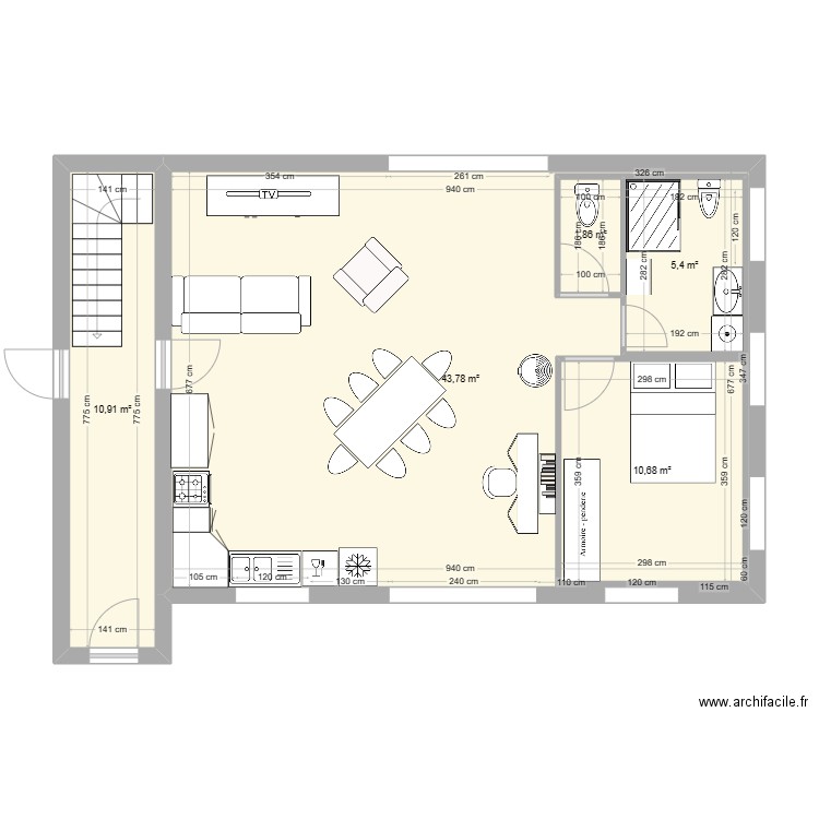 plan bas 7. Plan de 5 pièces et 92 m2