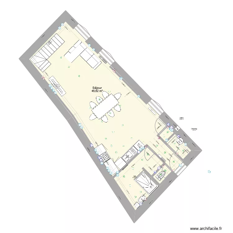 Grange V2 escalier Mars 2026 ELECTRICITE. Plan de 4  et 56 m²