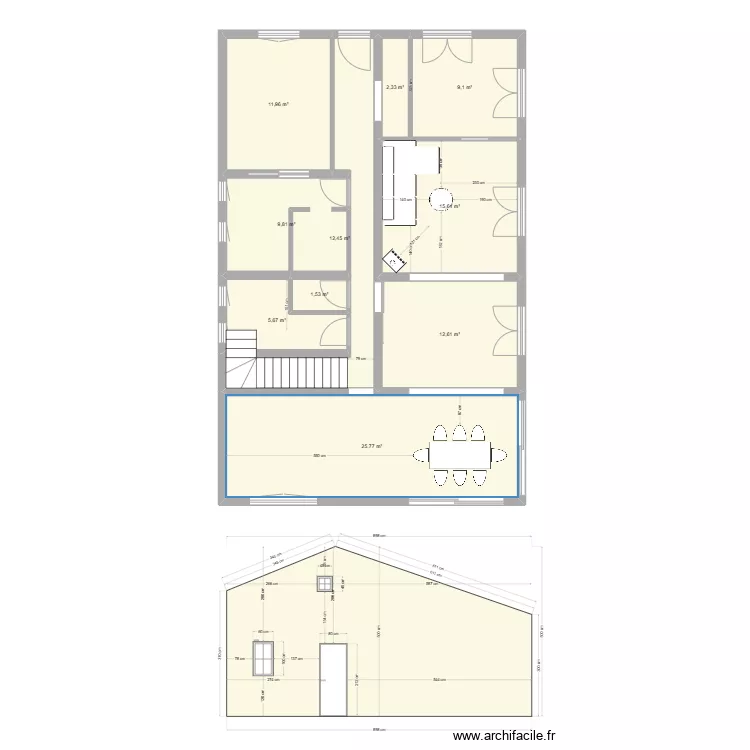 &eacute;taules V3 fa&ccedil;ade ancienne. Plan de 