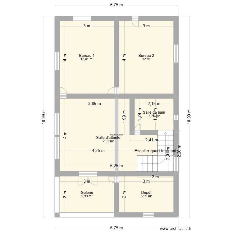 Projet 1. Plan de 6 pièces et 60 m2
