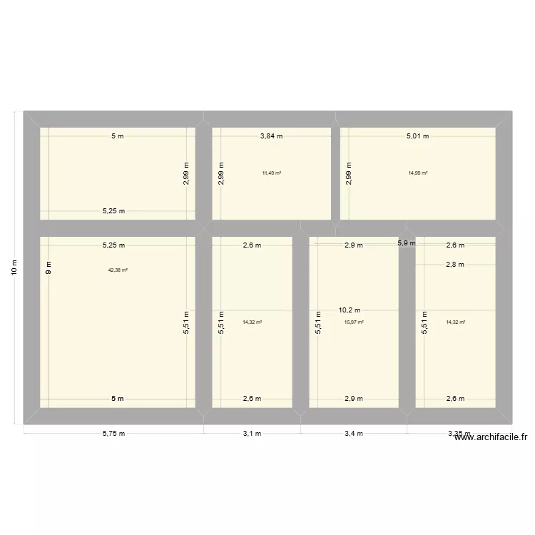 mouillere reel. Plan de 6  et 113 m²