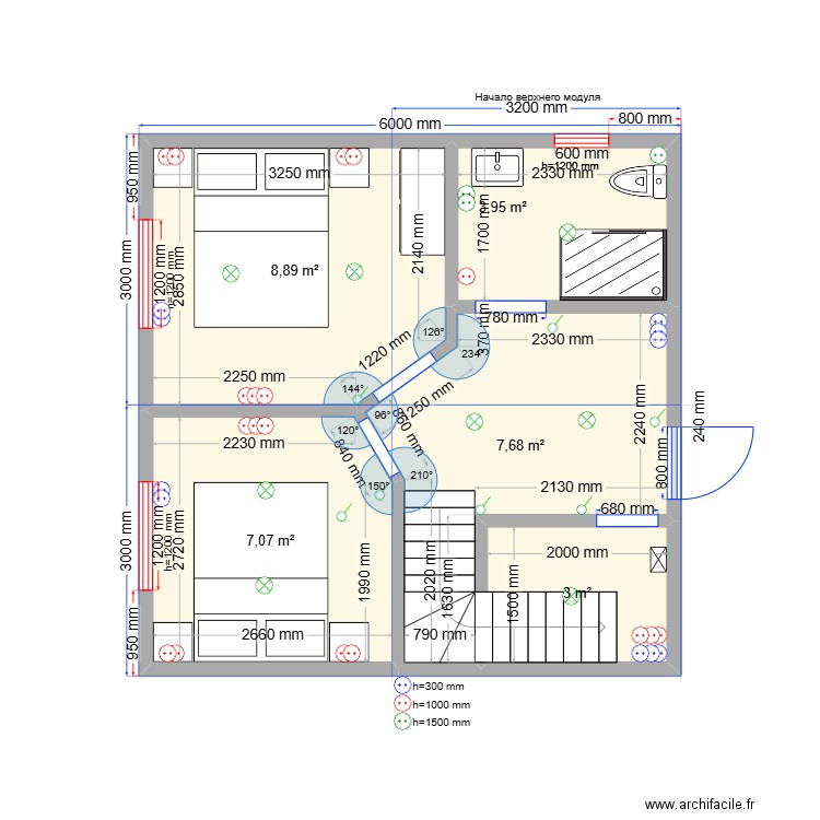 ЕБ 7 эл. Plan de 10 pièces et 94 m2