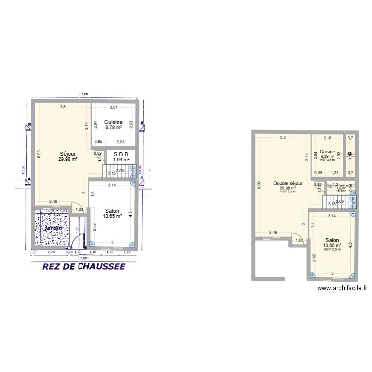 rez de chaussee. Plan de 9 pièces et 108 m2