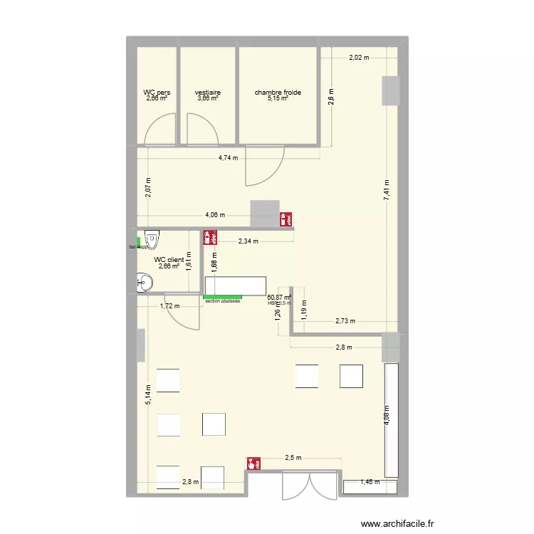 barakfood. Plan de 5  et 75 m²
