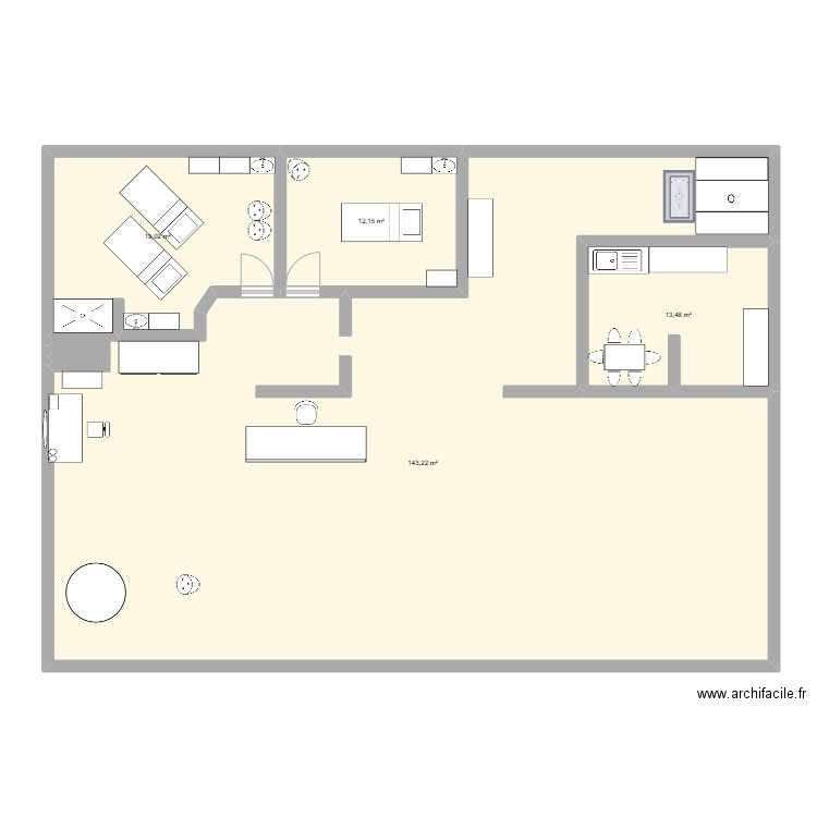 institut. Plan de 4 pièces et 188 m2
