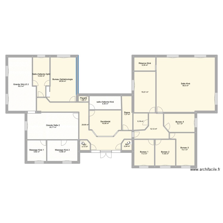 Plan kiné 1. Plan de 22 pièces et 352 m2