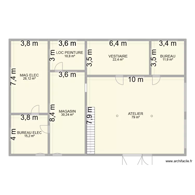 Atelier Froid Ferme. Plan de 7  et 198 m²