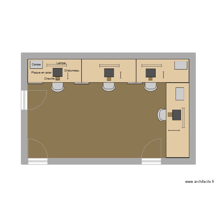 Atelier Bernadou. Plan de 1 pièce et 27 m2