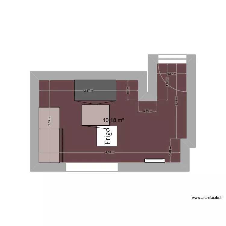 Cuisine. Plan de 1  et 10 m²