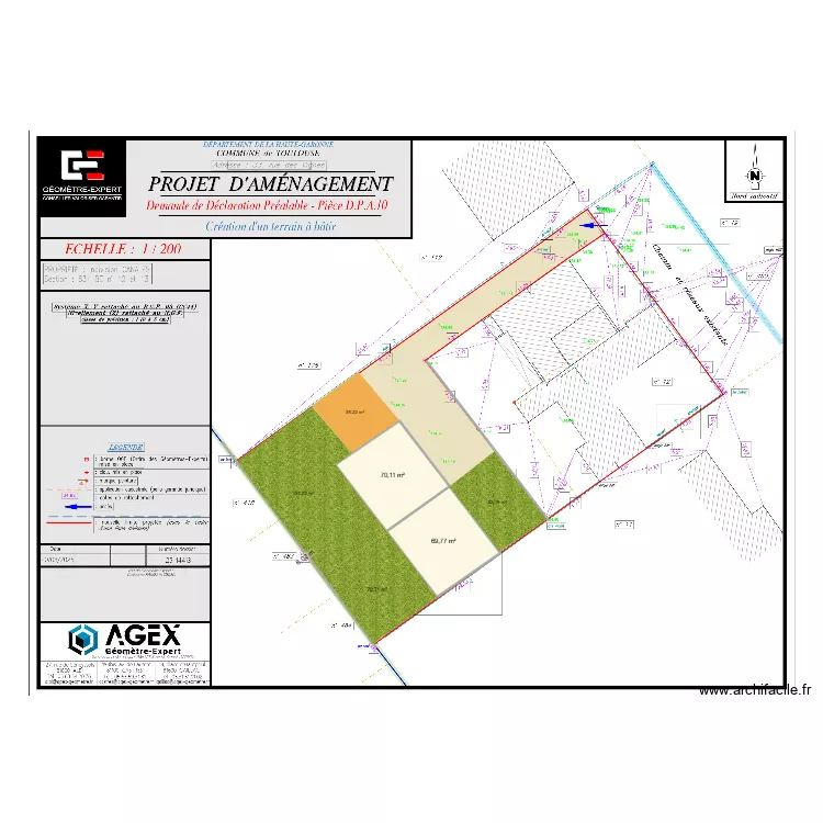 vigne v1. Plan de 2  et 140 m²
