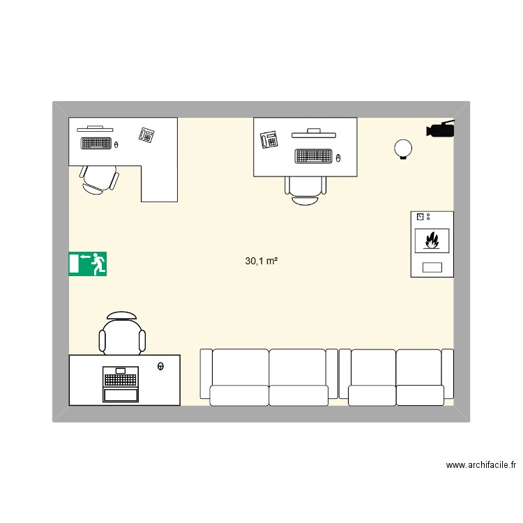 plan. Plan de 1 pièce et 30 m2