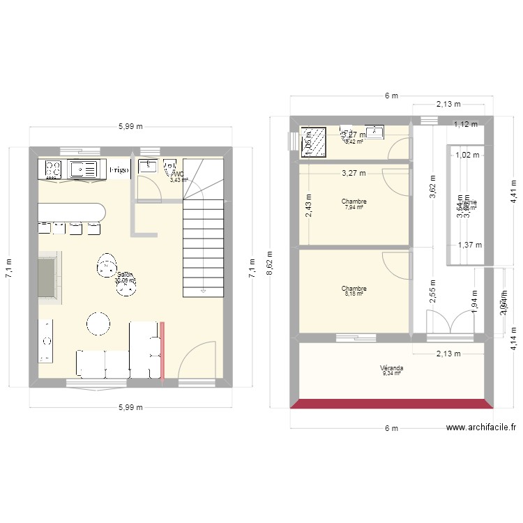 plan bni mtir. Plan de 7 pièces et 68 m2