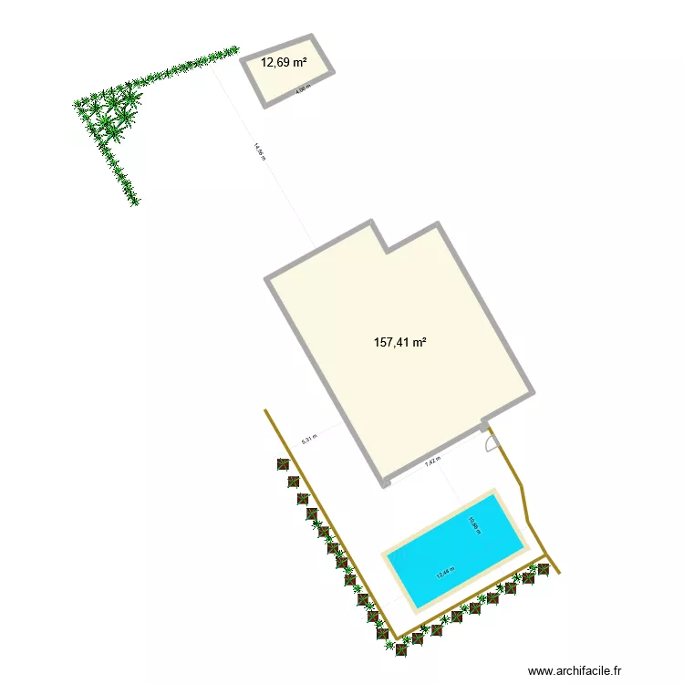 jardin 2. Plan de 2  et 170 m²