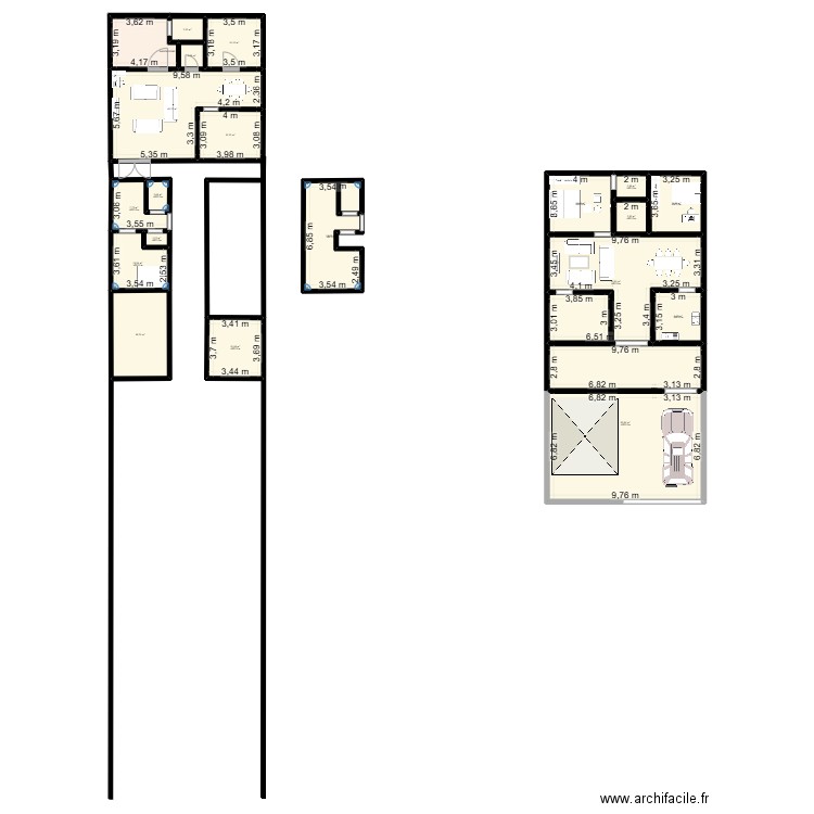 PLAN 500 M2 50m / 10 m. Plan de 20 pièces et 346 m2