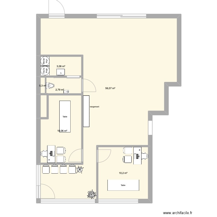 CKS-Jurbise. Plan de 6 pièces et 83 m2