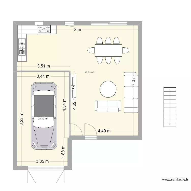 Maison 2026 - Rosny (plateau d\'avron) v1. Plan de 2 pièces et 65 m²