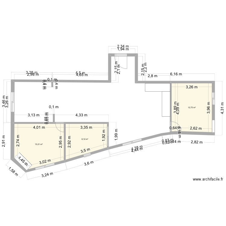 TANGER 10. Plan de 3 pièces et 34 m2