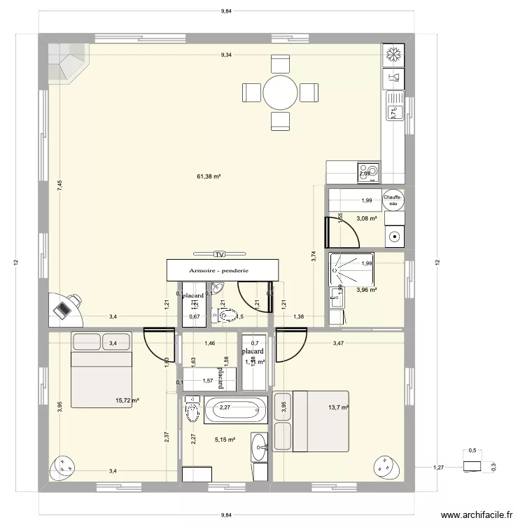 INTERIEUR AVANCE. Plan de 7 Pièces et 104 m² INTERIEUR AVANCE. Plan de 7 Pièces et 104 m²