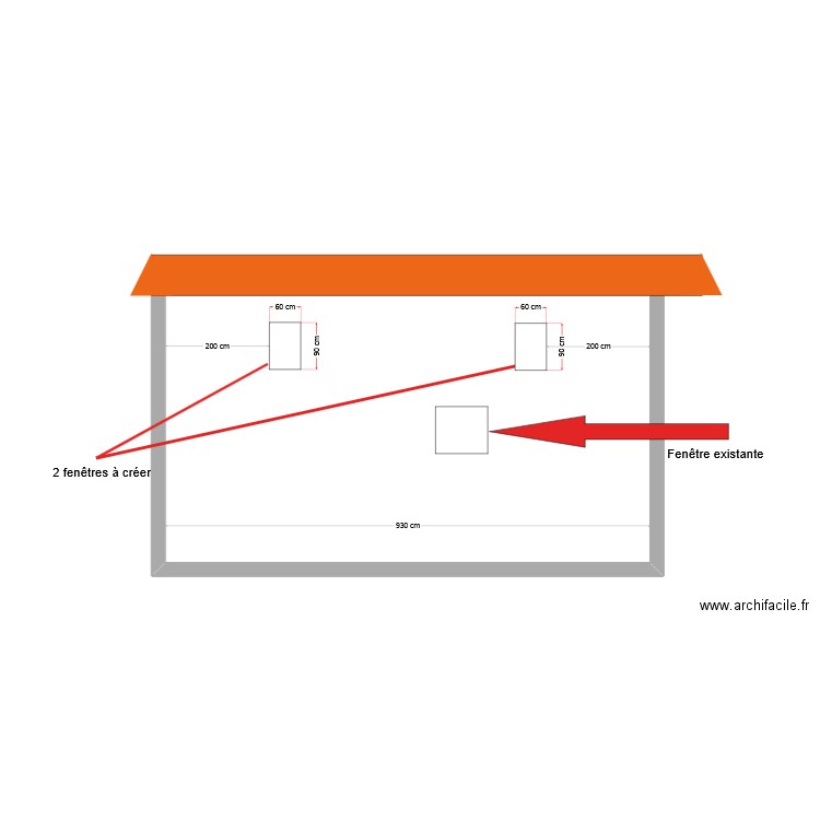 Plan façade charentay. Plan de 1 pièce et 51 m2