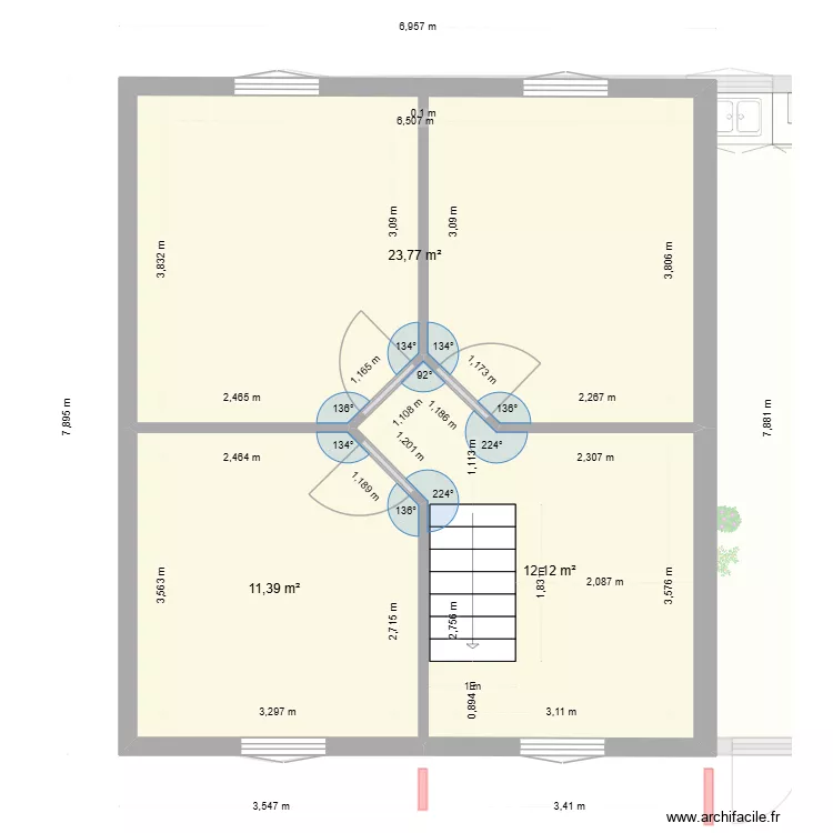 plan agrandis haut. Plan de 20  et 179 m²