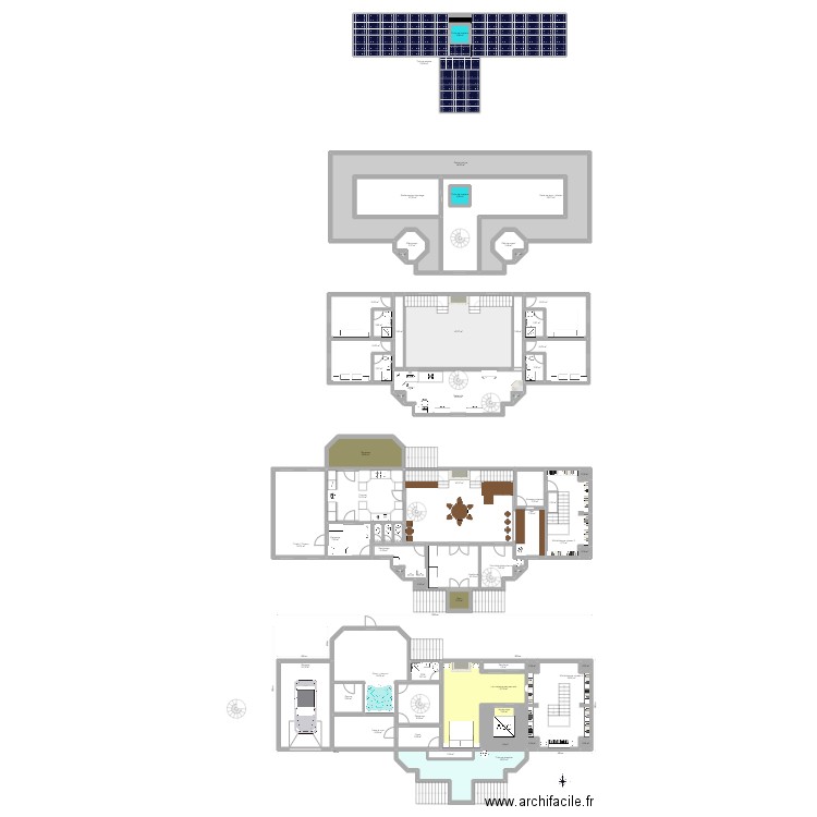 La terre enchantée étages. Plan de 63 pièces et 666 m2