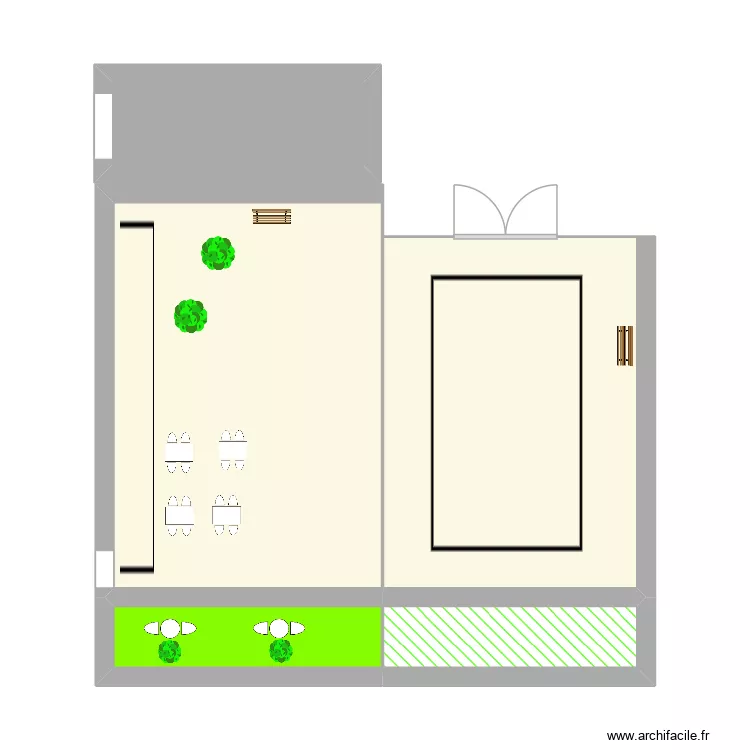 Cour d'&eacute;cole. Plan de 5  et 45 m²