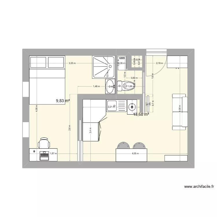 test. Plan de 2  et 24 m²